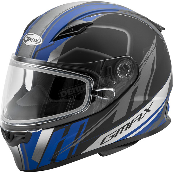 Youth Matte Black/Blue GM49YS Rogue Helmet w/Dual Lens Shield