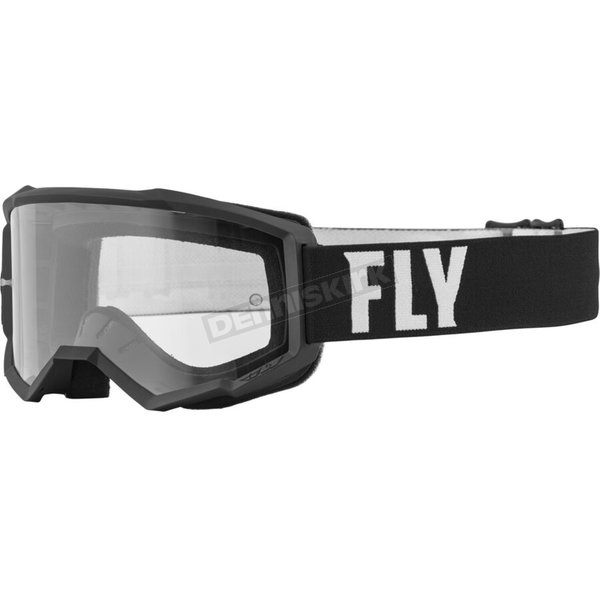 Youth Black/White Focus Goggles w/Clear Lens