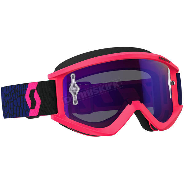 Blue/Fluorescent Pink Recoil XI Goggles w/Purple Chrome Lens