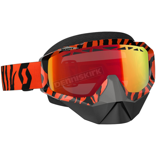 Black/Fluorescent Orange Hustle Snowcross Goggles w/Red Chrome Lens