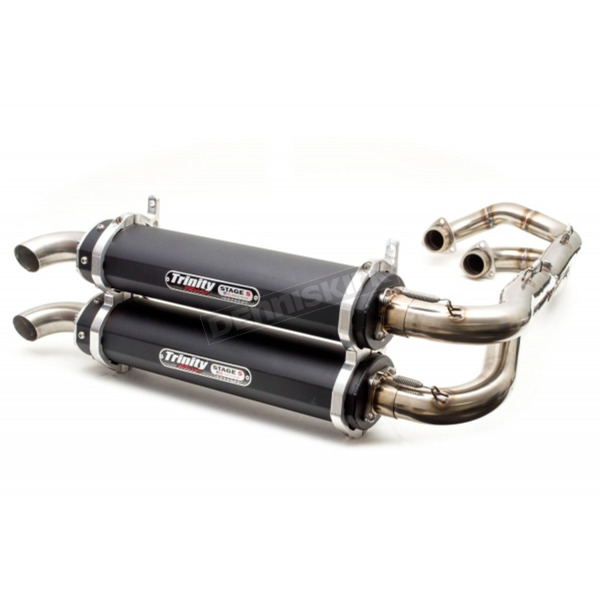 Brushed Stainless Dual Exhaust System w/Black Mufflers