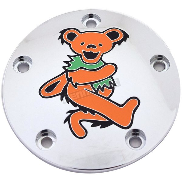 Chrome Dancing Grateful Dead Bear #4 Twin Cam Timing Cover in Full Color
