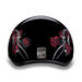 Black Barbed Rose Skull Cap Half Helmet