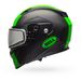 Matte Black/Green Revolver EVO Rally Snow Helmet w/Dual Lens Shield 