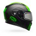 Matte Black/Green Revolver EVO Rally Snow Helmet w/Dual Lens Shield 