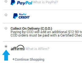 Step two, choose Affirm at checkout